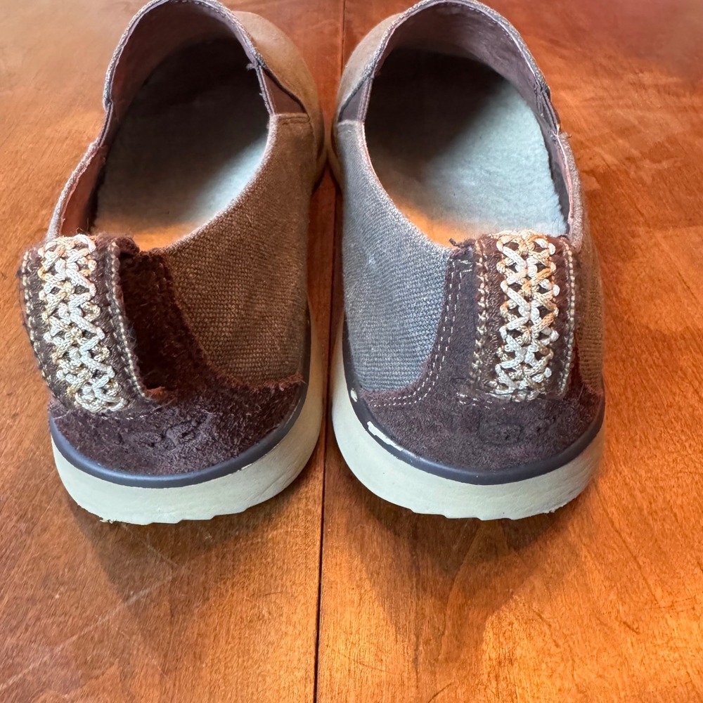 UGG Slip On Mens 14 Gray Freamon Canvas Loafers Wool Lined 1006691 Sneaker Shoes - Picture 5 of 7